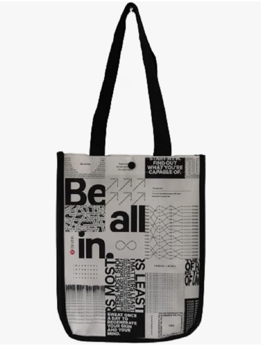 Lululemon Athletica "Be All in" Black And White Logo Print Tote